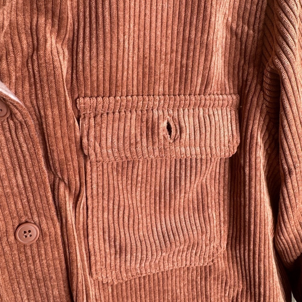 Love Tree | Reversible Corduroy Button-Up Jacket - Dark Orange, and Pink Plaid - Picture 5 of 14